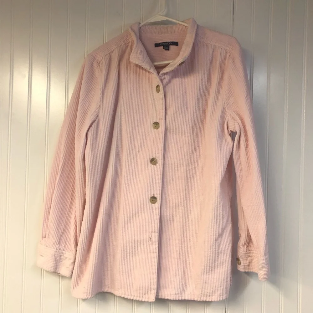 Chadwicks Pink Relaxed Button Down Shirt with Mandarin Collar - Picture 1 of 5